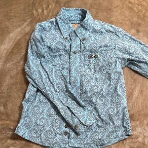 Paisley Patterned Blue and Brown boys Shirt
